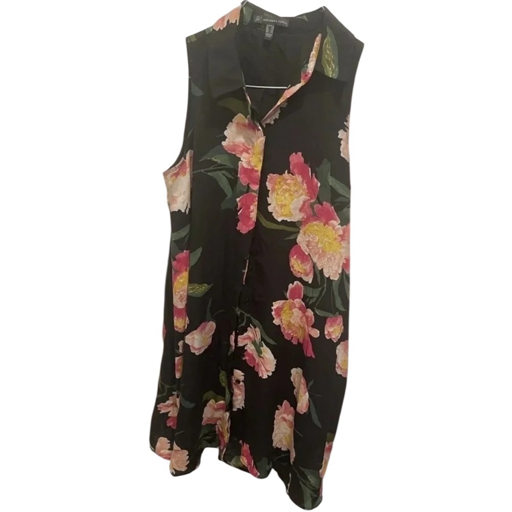 Adrianna Papell Black Floral Sleeveless Shirt Dress Women’s‎ Size 6